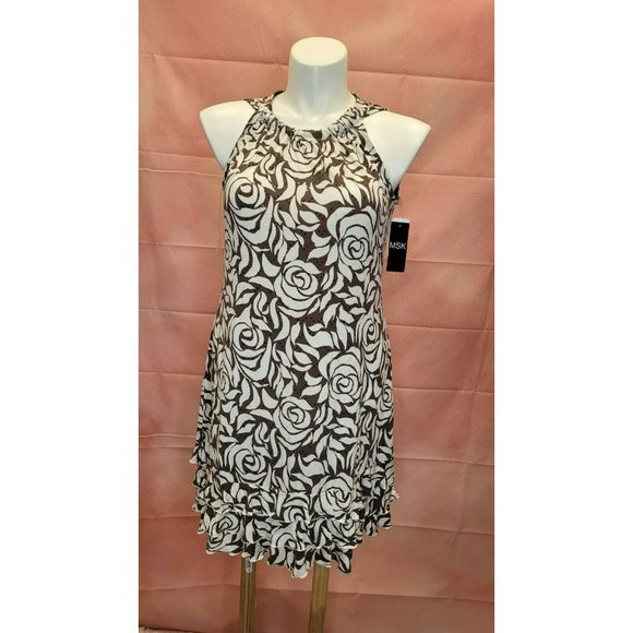 MSK Sleeveles  Ruffle Midi Shift Dress sz Large NWT Sequin - Picture 1 of 12